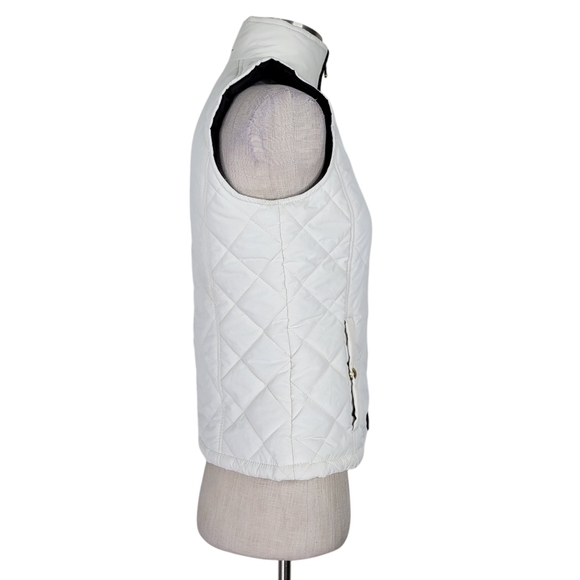 Lauren Ralph Lauren Quilted Vest Size S Ivory Zip Snap Pockets Stand Up Collar - Picture 3 of 12